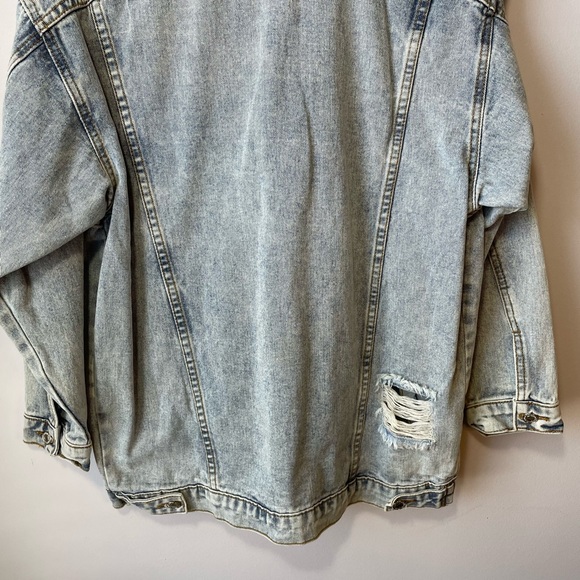 JudyBridal Oversized Women’s Denim Ripped Boyfriend Jean Jacket Long Sleeve Sz M - Picture 8 of 15